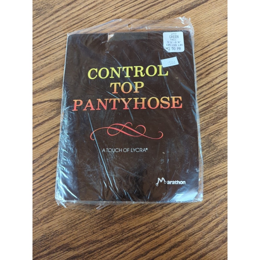 NEW Vintage Marathon Green Tall 5'5"-5'8" 122 To 155 Lbs Control Top Pantyhose